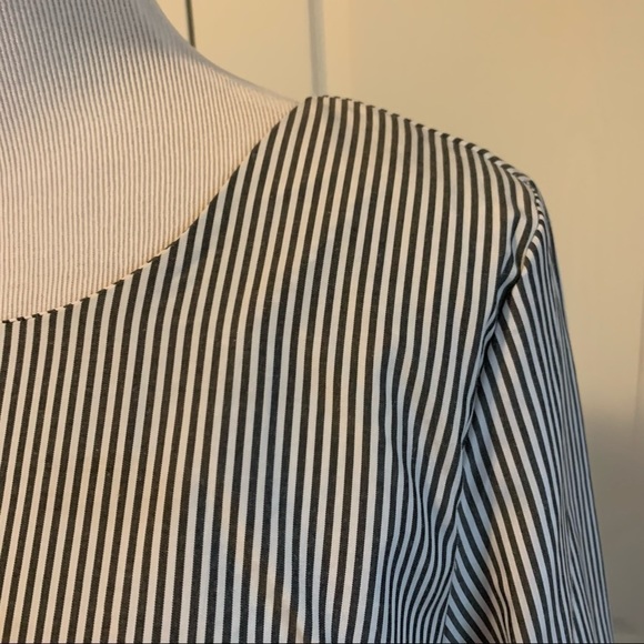 Nina Leonard Stripe Print Crochet Bell Sleeve Shift Dress - Picture 9 of 14